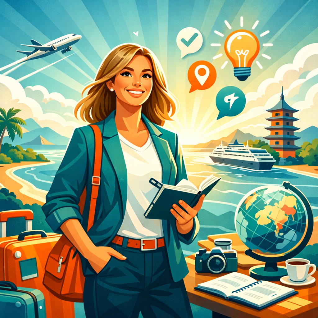 using our brand colours develop an image that speaks to someone having gained increased confidence and clarity in their job in travel-1 using our brand colours develop an image that speaks to someone having gained increased confidence and clarity in their job in travel-1